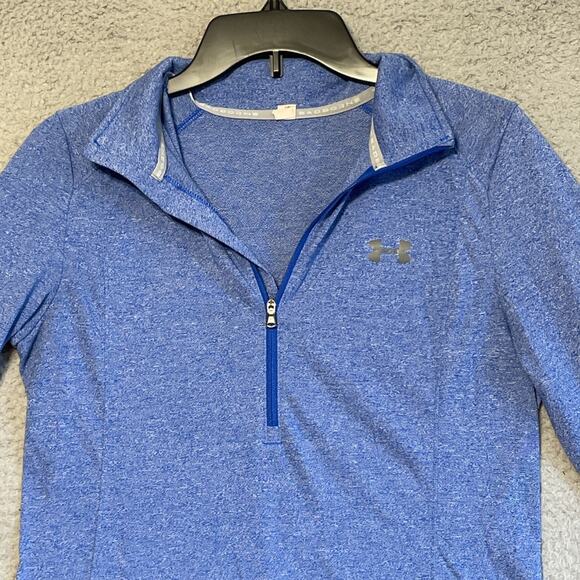Under Armour Womens Activewear Sweater Small 1/4 Zip Collared Blue Lightweight - Picture 5 of 16